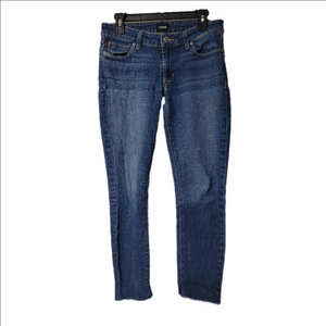 HUDSON JEANS "Krista Super Skinny" Skee Medium Wash Raw Hem Size 28